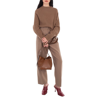 Deer-Print Leather Small Bucket Bag