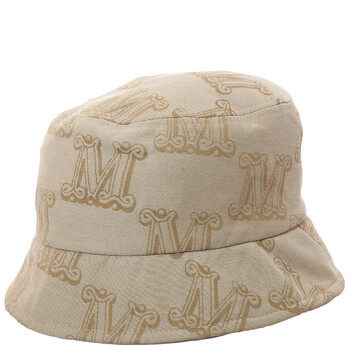【MAX MARA】BRENTA HAT Max Mara Ladies Light Brown Brenta Logo Print Bucket Hat