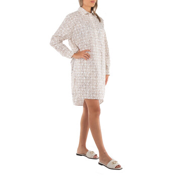 Ladies White Bevanda Monogram Shirt Minidress