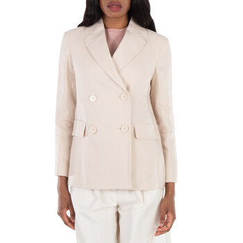 Max Mara Laura Double-Breasted Linen Blazer, Brand Size 38 (US