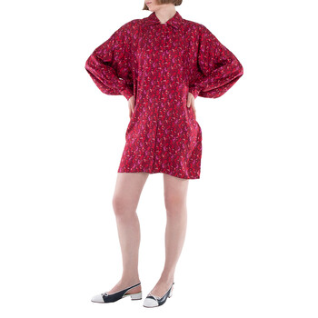 Ozio Printed Silk Shirt Dress