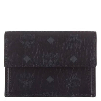 MCM Black Card Case in Visetos Original