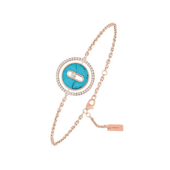 Lucky Move 18k Rose Gold Diamond Turquoise Bracelet 11652-PG