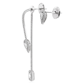 My Twin Hook and Stud White Gold Diamond Earrings