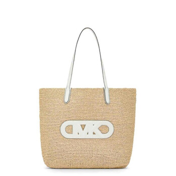 Eliza Extra-Large Empire Logo Straw Tote Bag