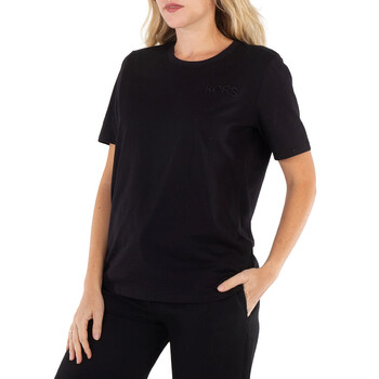 Ladies Black Logo Embroidered Organic Cotton T-Shirt