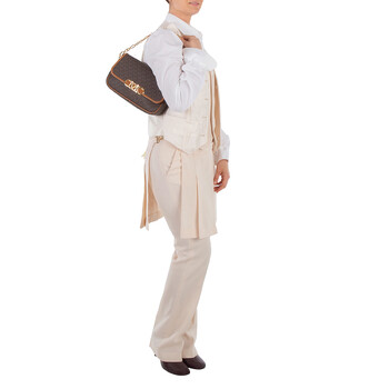 Ladies Monogram-Pattern Logo-Plaque Bag