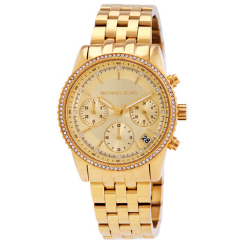 Michael Kors Ritz Chronograph Gold Dial Ladies Watch MK6356  display picture 1
