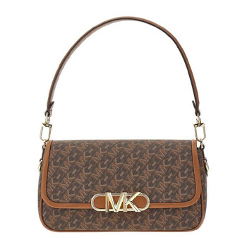 Michael Kors Parker Empire Logo Embossed Suede Shoulder Bag