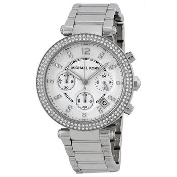 Michael Kors Runway Pave Chronograph Quartz Silver Dial 