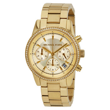 Ritz Chronograph Gold Dial Ladies Watch MK6356