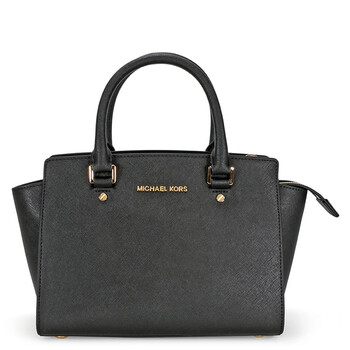Michael Kors Selma Medium Leather Satchel - Black 30S3GLMS2L-001 