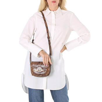 Snakeskin Effect Saddle Crossbody Bag