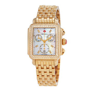 Chronograph Quartz Diamond White Mother of Pearl Dial Ladies Watch MWW06A000777