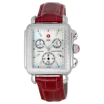 Deco Chronograph Garnet Leather Ladies Watch MWW06A000338