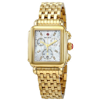 Deco Chronograph Quartz Diamond White Mother of Pearl Dial Ladies Watch MWW06A000780