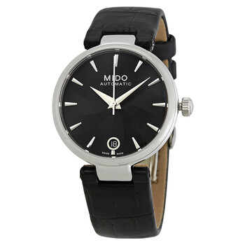 Mido Baroncelli Automatic Black Dial Brown Leather Ladies Watch 