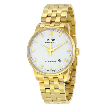 Baroncelli II Automatic White Dial Yellow Gold PVD Steel Men's Watch M86003261