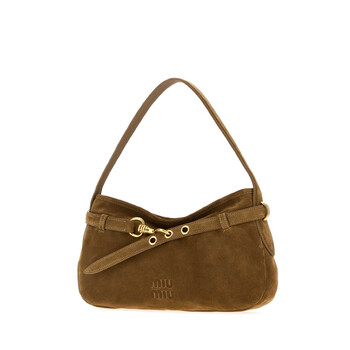 Biscuit Suede Avenue Shoulder Bag
