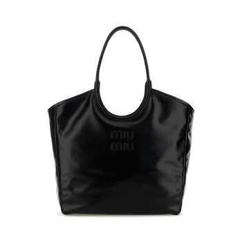 Black Leather Shopping Bag
