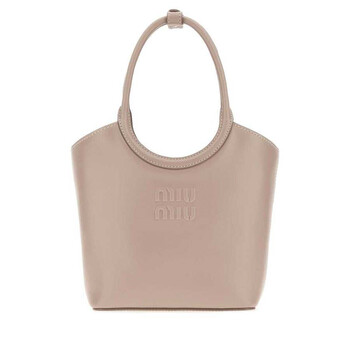 MOUMIU アイビー スモール ロゴ ベージュ ショルダーバッグ Miu Miu Embossed Logo Leather Shoulder Bag — Beige 5BA330VOLO2E6Y