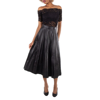 Black Pleated Midi Skirt