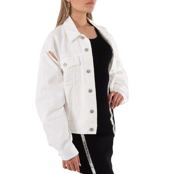 MM6 Ladies White Cut-out Detail Denim Jacket