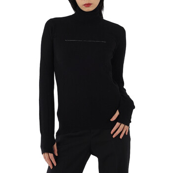 Mm6 Maison Margiela Ladies Black Rip Detail Turtleneck Sweater