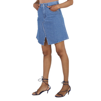 Ladies Blue High-Waisted Denim Skirt