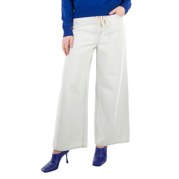Wide-Leg Drawstring Cotton Jeans