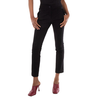 Moncler Ladies Black Buckled Ankle-zip Straight Trousers Moncler Ladies Black Buckled Ankle-zip Straight Trousers