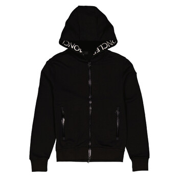 Moncler Black Logo Zip-Up Maglia Hoodie, Size Small H20938G00034
