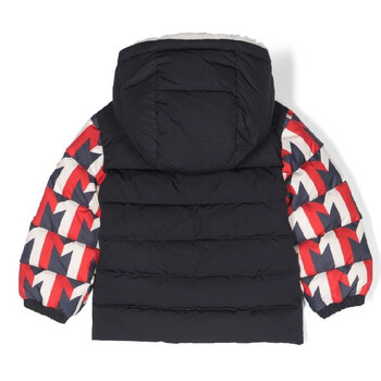 Boys Classic Hood Monogram Pattern Jacket, Size 18/24M