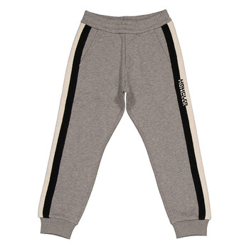 Boys Light Grey Logo Stripe Cotton Joggers H29548H00004-809B3-986