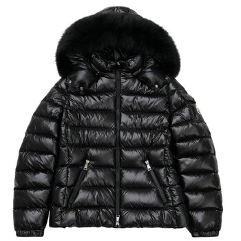 Moncler Faux Fur Detachable Hood Short Down Jacket, Brand Size
