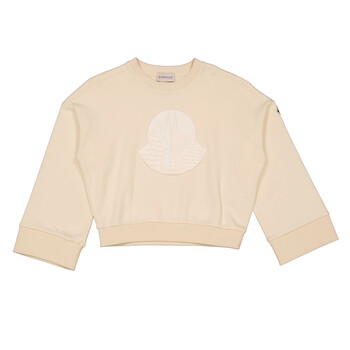 Girls Cream Long Sleeve Logo Patch Cotton Sweatshirt