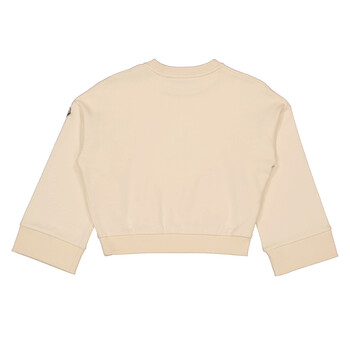Girls Cream Long Sleeve Logo Patch Cotton Sweatshirt