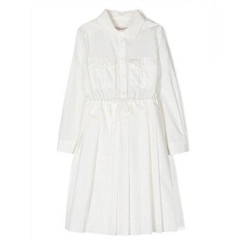 Girls White Cotton Poplin Long-Sleeve Shirt Dress I19542G00001-54AH4-031