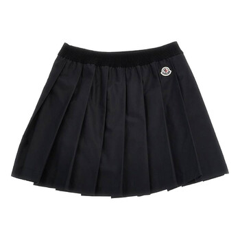Kids Black Logo Patch Pleated Skirt J29542D00004-54ARP-999 Kids Black Logo Patch Pleated Skirt J29542D00004-54ARP-999
