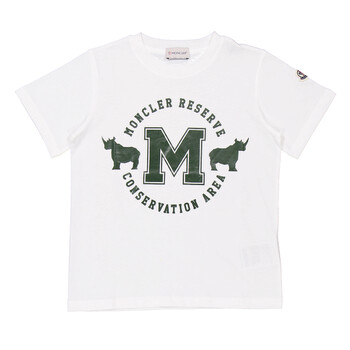 Moncler Kids White Conservation Logo T-Shirt, Size 12A  