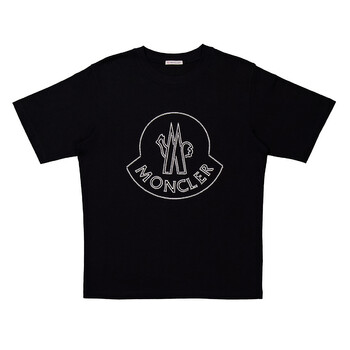 Moncler Logo-Patch Crew Neck T-Shirt, Size Medium