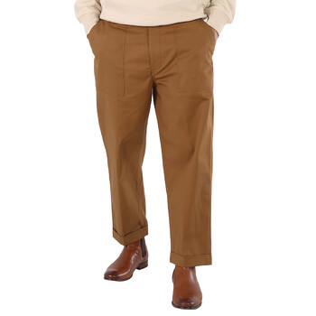 Mens Pant - Wide Leg Plaid Slacks - Brown - 100% Percent Wool Fabric main image 0