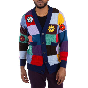 Moncler Patchwork-Design Crochet Cardigan, Size Small I109E9B00001