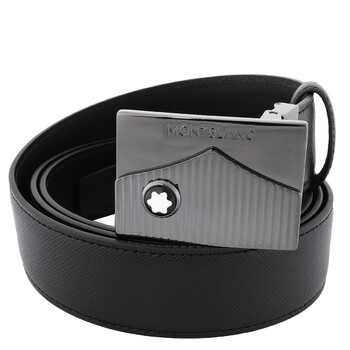 Black 35 mm Saffiano-Printed Leather Belt