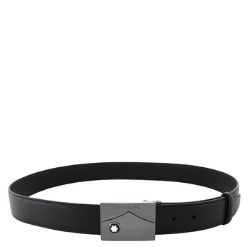 Black 35 mm Saffiano-Printed Leather Belt