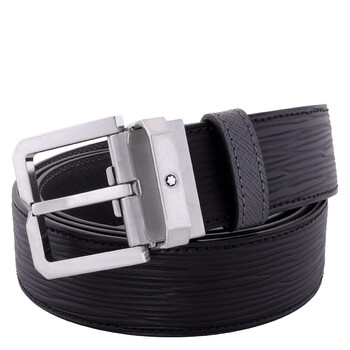 MONTBLANC ブラック ベルト ブルー/ブラック リバーシブルレザーベルト、35mm - 高級ベルト