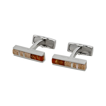 Deco Cuff Links with Wood and Amber Inlays 111333