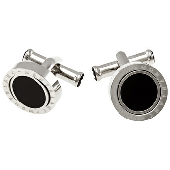 Meisterstuck Onyx Inlay Stainless Steel Round Men's Cufflink 116664
