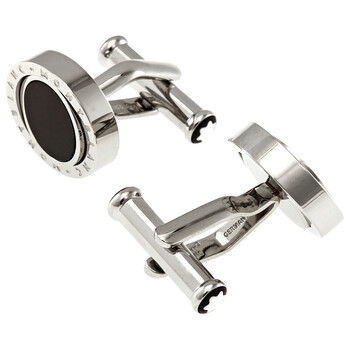 Meisterstuck Onyx Inlay Stainless Steel Round Men's Cufflink