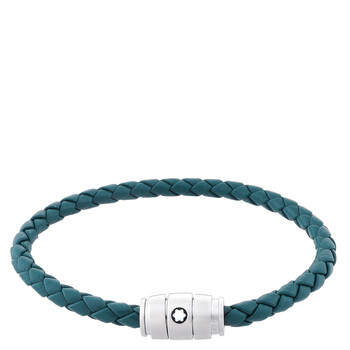 Meisterstuck Steel & Cyprus Blue Leather Bracelet